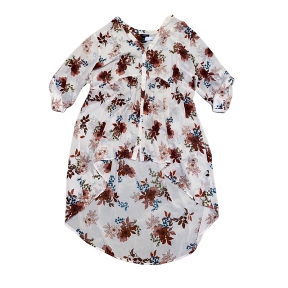 torrid Tops - Torrid Light Pink Floral Chiffon Hi-Lo Babydoll /Tunic ~ Lexie Size Size 2